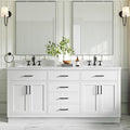 ARIEL 73" White Double Vanity, 1.5" Edge Pure White Quartz Countertop & Splash by Ariel