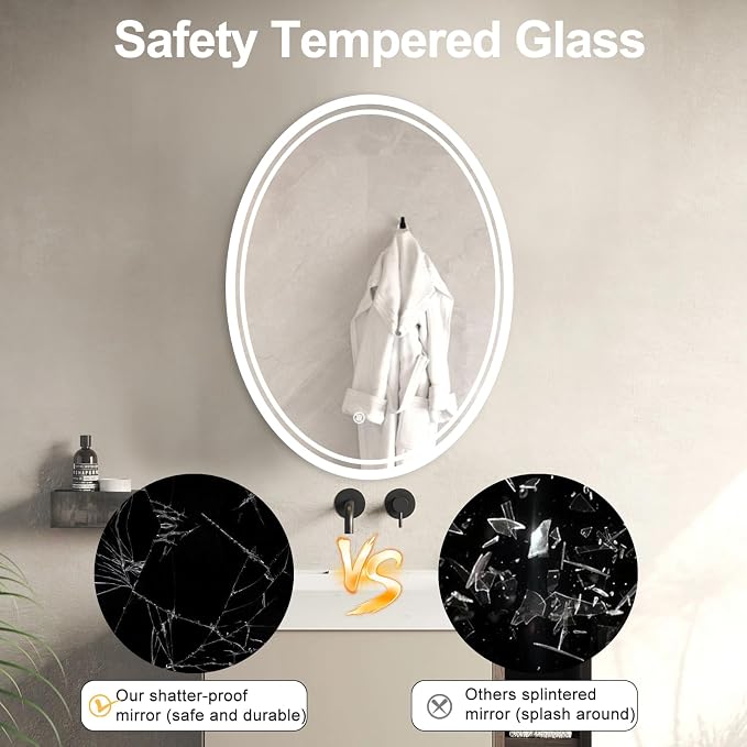 36 X 28 Inch Oval LED Bathroom Mirror Anti-Fog Wall Mounted Lighted Bathroom - Image 5