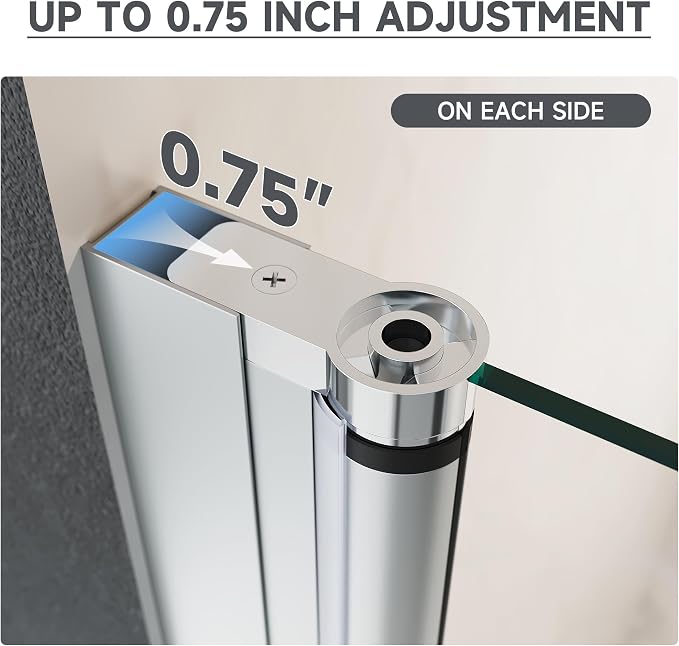 29.5-31 Inch Pivot Shower Door 72 Inch H, Semi-Frameless Sliver Aluminum - Image 6