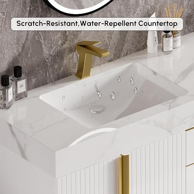 homary 59" Freestanding Bathroom Vanity Set, Floor-Mounted Double Sink Bathroom - Image 3