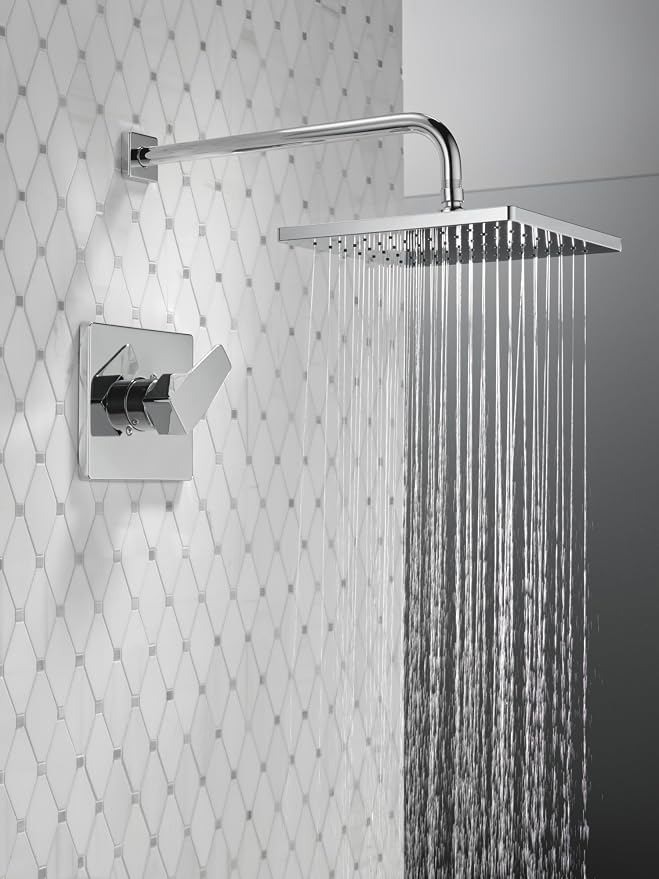 Delta Modern 14 Series Square Rain Shower Faucet Set, Chrome Shower Head and - Image 2