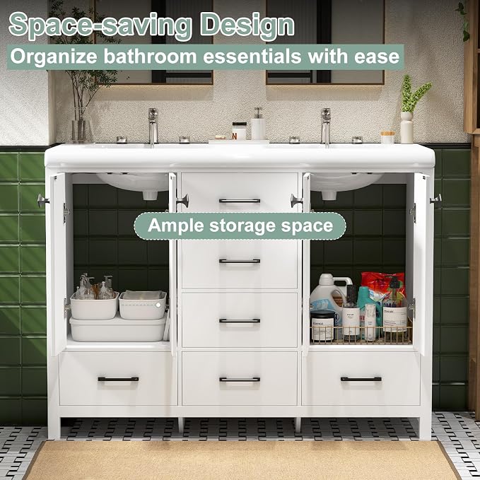48 Inch Bathroom Vanity with Sink, Bathroom Vanity Cabinet with Doulble Sink - Image 4