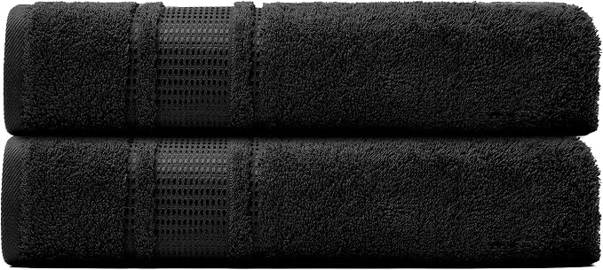 Melissa Linen, 2 Piece, Jet Black Bath Towels, 100% Turkish Cotton Bath Towels - Image 3