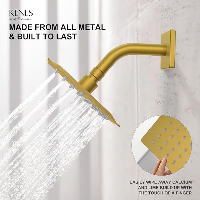 KENES Brushed Gold Tub and Shower Trim Kit, Square Tub Shower Faucet Set - Image 5