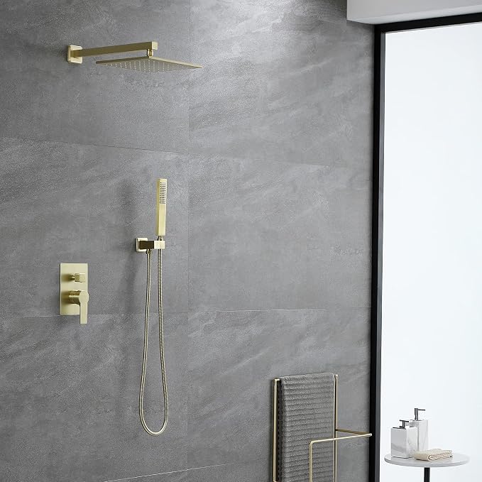 SHAMANDA Brass Rainfall Shower System, Luxuly Bathroom Shower Faucet Combo Set - Image 8