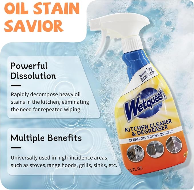 WETQUEEN All Purpose Cleaner Spray, Heavy Duty Kitchen Degreaser Foam Spray - Image 2