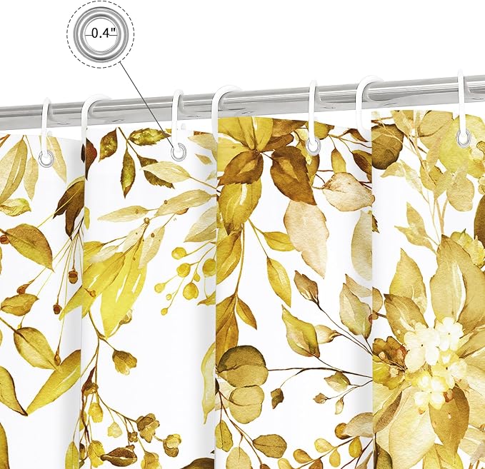 Gibelle Small Stall Shower Curtain 36 x 72, Narrow Yellow Floral Shower Curtain - Image 4