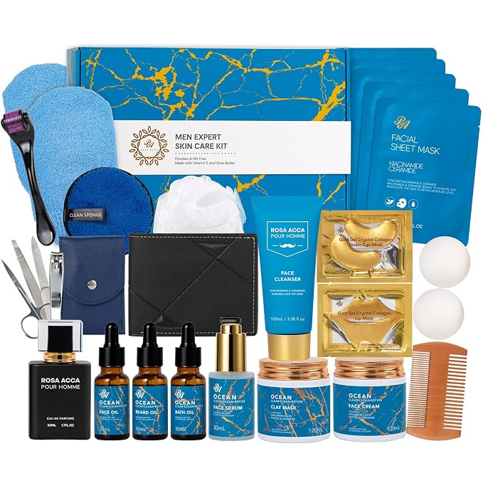Christmas Gifts for Men, Luxury Bath & Beard Gift Set, Spa & Self-Care Gift by RAROSAACCA