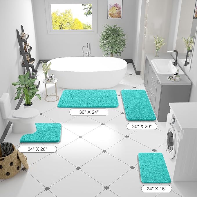 OLANLY Bathroom Rugs 59x20, Extra Soft Absorbent Chenille Bath Rugs, Rubber - Image 2