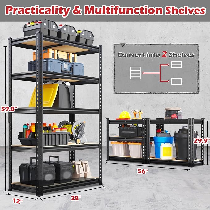 REIBII Storage Shelves 2020LBS Garage Shelving Heavy Duty 5 Tier Metal Shelving - Image 3