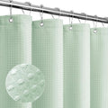 Gibelle Mint Green Shower Curtain, Waffle Weave Textured Fabric Shower Curtain by Gibelle