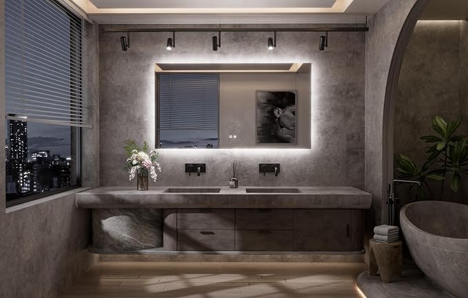 TETOTE 55 x 30 Inch LED Mirror Backlit Bathroom, Anti-Fog Mirror - Image 8