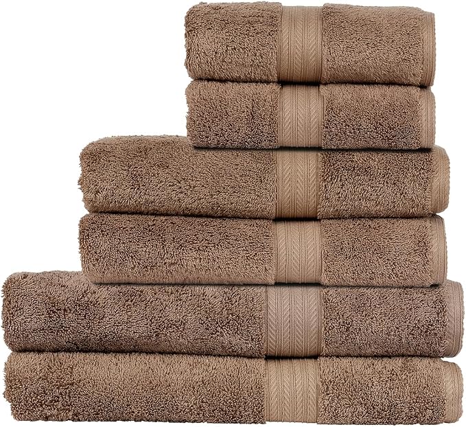 Christy Renaissance 6 Piece Brown Towel Set | 100% Egyptian Cotton | Luxury by Christy