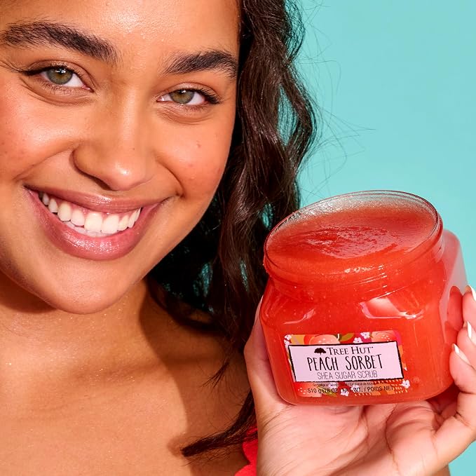 Tree Hut Peach Sorbet Shea Sugar Scrub, Exfoliating, Hydrating & Moisturizing - Image 10