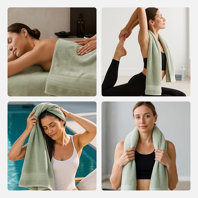 REDKISS Green Towel Set of 8-100% Cotton Luxury Bath Towels Set - Image 8