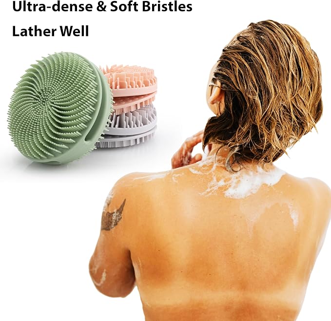 2 PC Silicone Exfoliating Body Scrubber, Silicone Body Shampoo Brush, Soft - Image 5