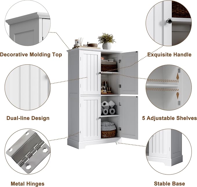 ChooChoo Bathroom Floor Cabinet, Modern Bathroom Storage Cabinet - Image 5
