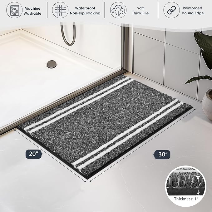 PURRUGS Bathroom Rug Non-Slip Machine Washable 20" x 30", Super Absorbent and - Image 7