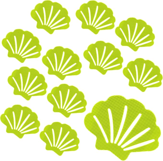 12 Pcs Non Slip Bathtub Stickers Green Adhesive Decals Sea Shell Shape Shower by Coufce