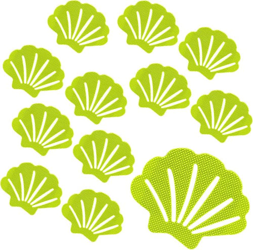 12 Pcs Non Slip Bathtub Stickers Green Adhesive Decals Sea Shell Shape Shower by Coufce