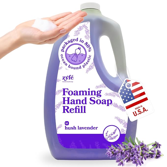 Lavender Hand Soap Refills Foam, 64oz Liquid Hand Soap Foam Refill in Recycled by ZYFE-VitaminHandSoap