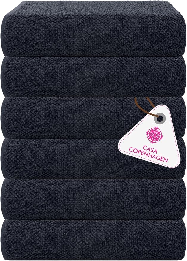 CASA COPENHAGEN Popcorn Textured 6 Pieces Small Bath Towel Set by CASACOPENHAGEN