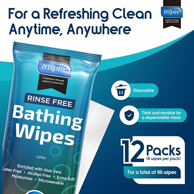 Body Wipes for adults bathing no rinse | Adult Wash Cloths Extra Large - Image 3