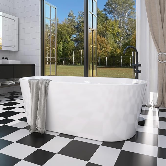 67" Free Standing Tub, Pure Acrylic Freestanding Bathtub, Stylish Stand Alone by Sylonwill