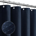 Gibelle Navy Blue Shower Curtain, Waffle Weave Textured Fabric Shower Curtain by Gibelle