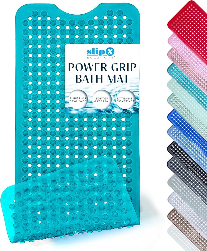 SlipX Solutions Power Grip 39x16 Bathtub & Shower Mat | Premium Non-Slip Bath by SlipXSolutions