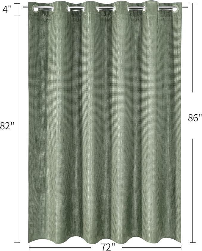 MitoVilla No Hooks Needed Extra Long Shower Curtain Liner Set, Sage Green 86 - Image 7