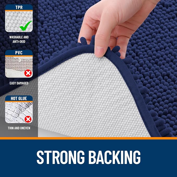 OLANLY Bathroom Rugs 24x16, Extra Soft Absorbent Chenille Bath Rugs, Rubber - Image 6