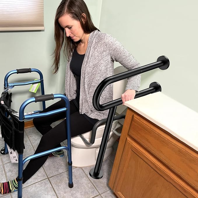 Toilet Support Rail 23.4X 28 Inch, Munzong Anti-Slip Black Handicap Grab Bar - Image 7