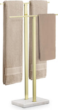 KES Standing Towel Rack with Marble Base, 2-Tier Towel Stand by KES