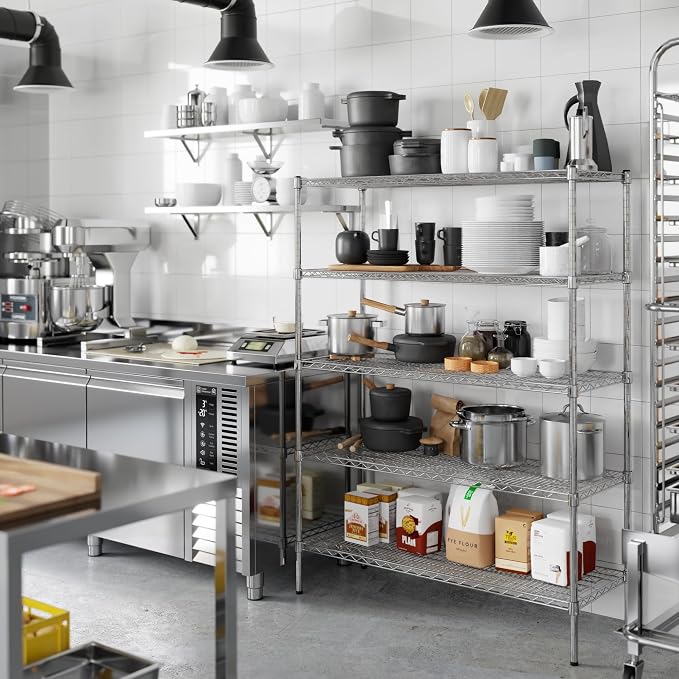 18" Deep x 48" Wide x 64" Height Wire Shelving Kit | 5-Tier | NSF Commercial - Image 6