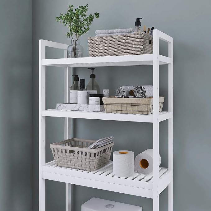 SMIBUY Bathroom Storage Shelf, Bamboo Over-The-Toilet Organizer Rack, - Image 8
