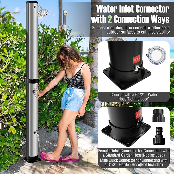 LDAILY Outdoor Shower, 10 Gallon Solar Heated Pool Shower - Image 3