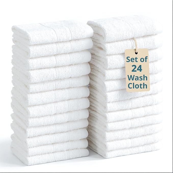 Casa Platino 100% Cotton Washcloths 24 Pack by CasaPlatino