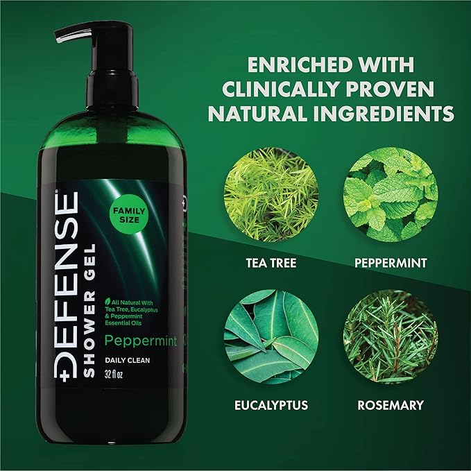Defense Soap Peppermint Tea Tree Body Wash | All Natural Organic Shower Soap - Image 2