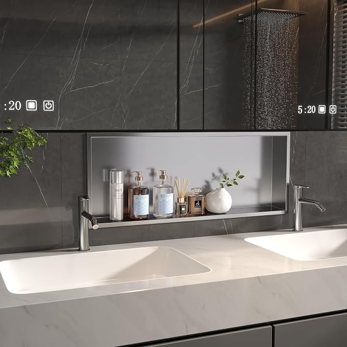 Neodrain 30X12Inch Recessed Brushed Shower Niche, Stainless Steel Bathroom Wall - Image 5