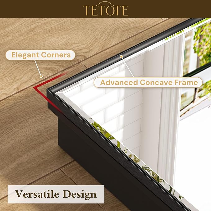 TETOTE 48" x 30" Medicine Cabinet Black Bathroom Mirror - Image 7