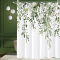 Gibelle Olive Green Eucalyptus Shower Curtain, Watercolor Plant Leaves by Gibelle