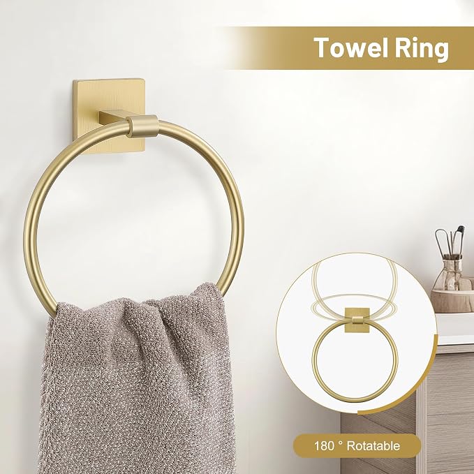 TURS 5-Pieces Brushed Gold Bathroom Hardware Set 23.6 Inch SUS304 Stainless - Image 3