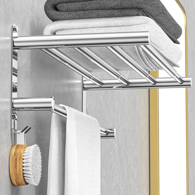 Adjustable Towel Bar for Bathroom Wall Mount17-30.7inch Adhesive Shower Towel by CAXIMSY