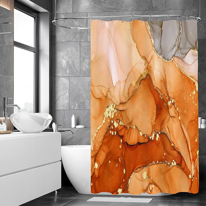 Long Shower Curtain 72 x 78 Inch, Tall Abstract Marble Shower Curtains - Image 3