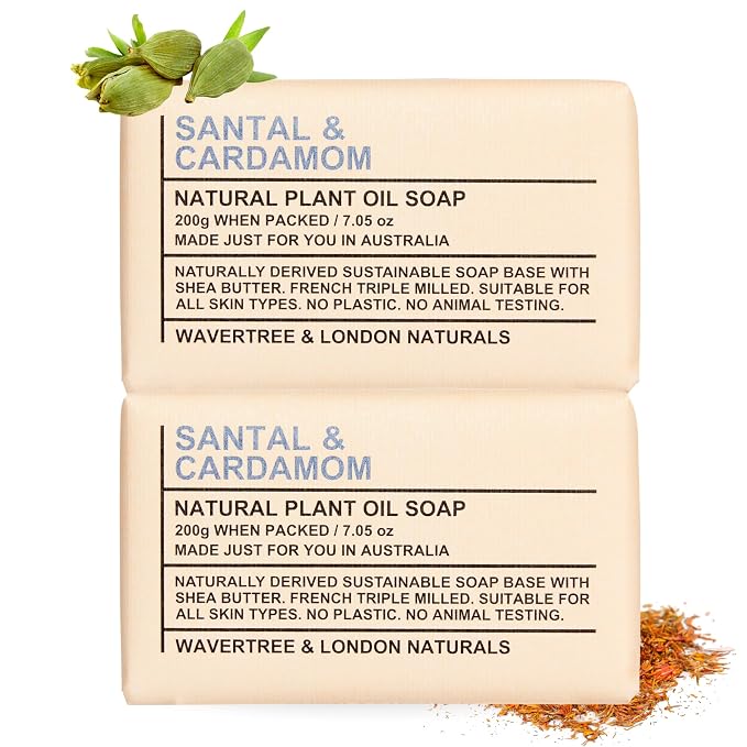 Wavertree & London Santal & Cardamon Scented Natural Soap Bars, 7oz by AustralianNaturalSoap