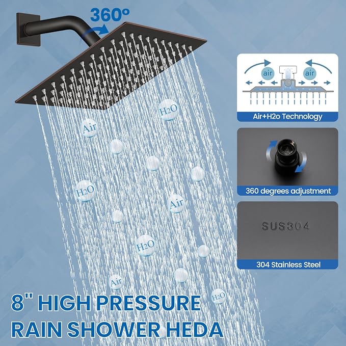 Airuida Shower Faucet Set Bathroom Rain Shower System SUS304 Stainless Steel - Image 8