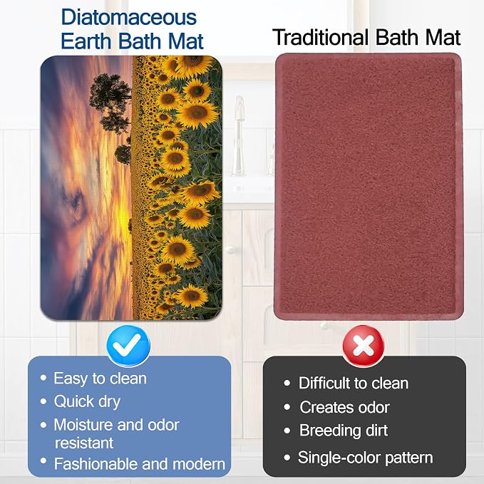 Sunflowers Floral Bath Mat for Bathroom, Washable Cover Floor Rug Carpets Floor - Image 5