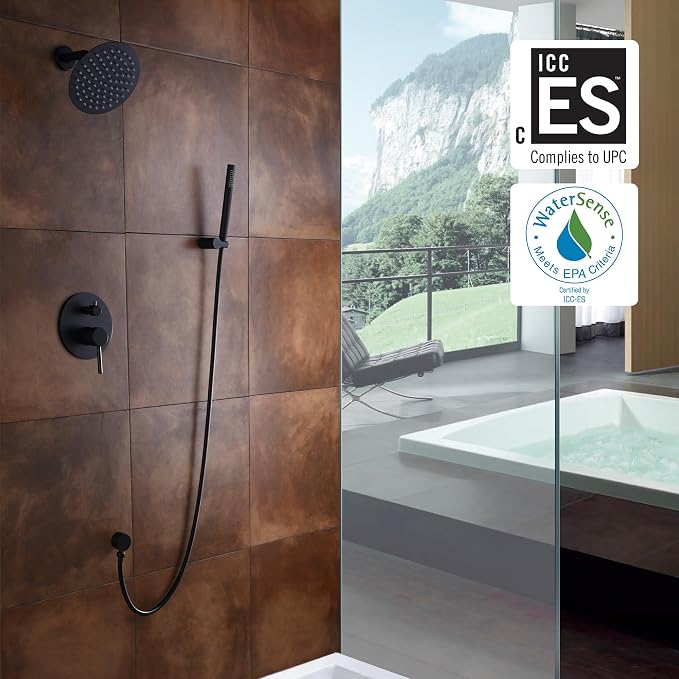 Black Shower Fixtures, Matte Black Shower Faucet Set - Image 2