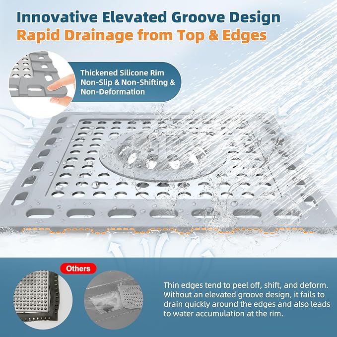 Hibbent 2 Pack Shower Drain Hair Catcher, Shower Drain Cover - Image 4